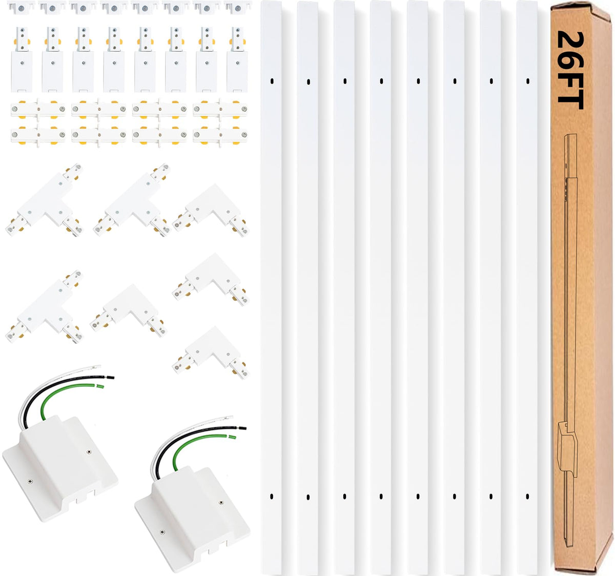 26FT H Track Lighting Rails Kit, White