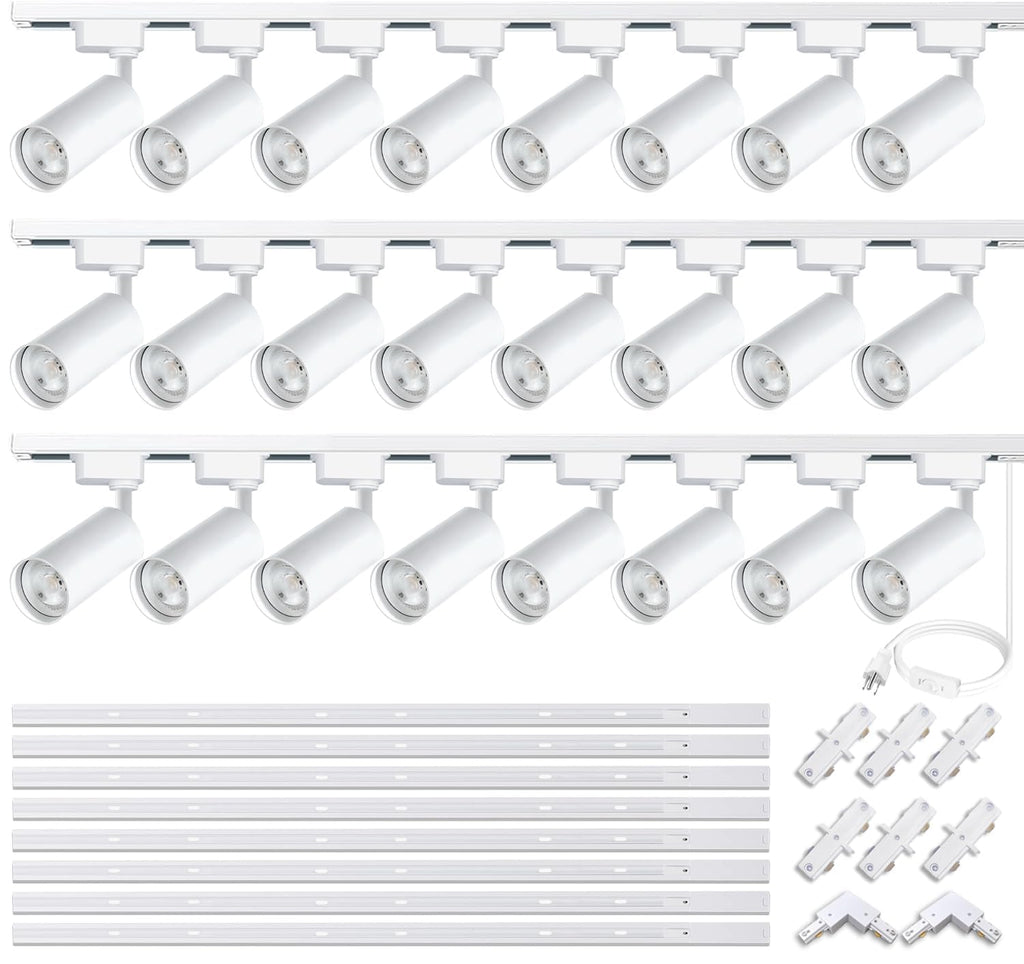 24 Pack White H Type LED Track Lighting Kit