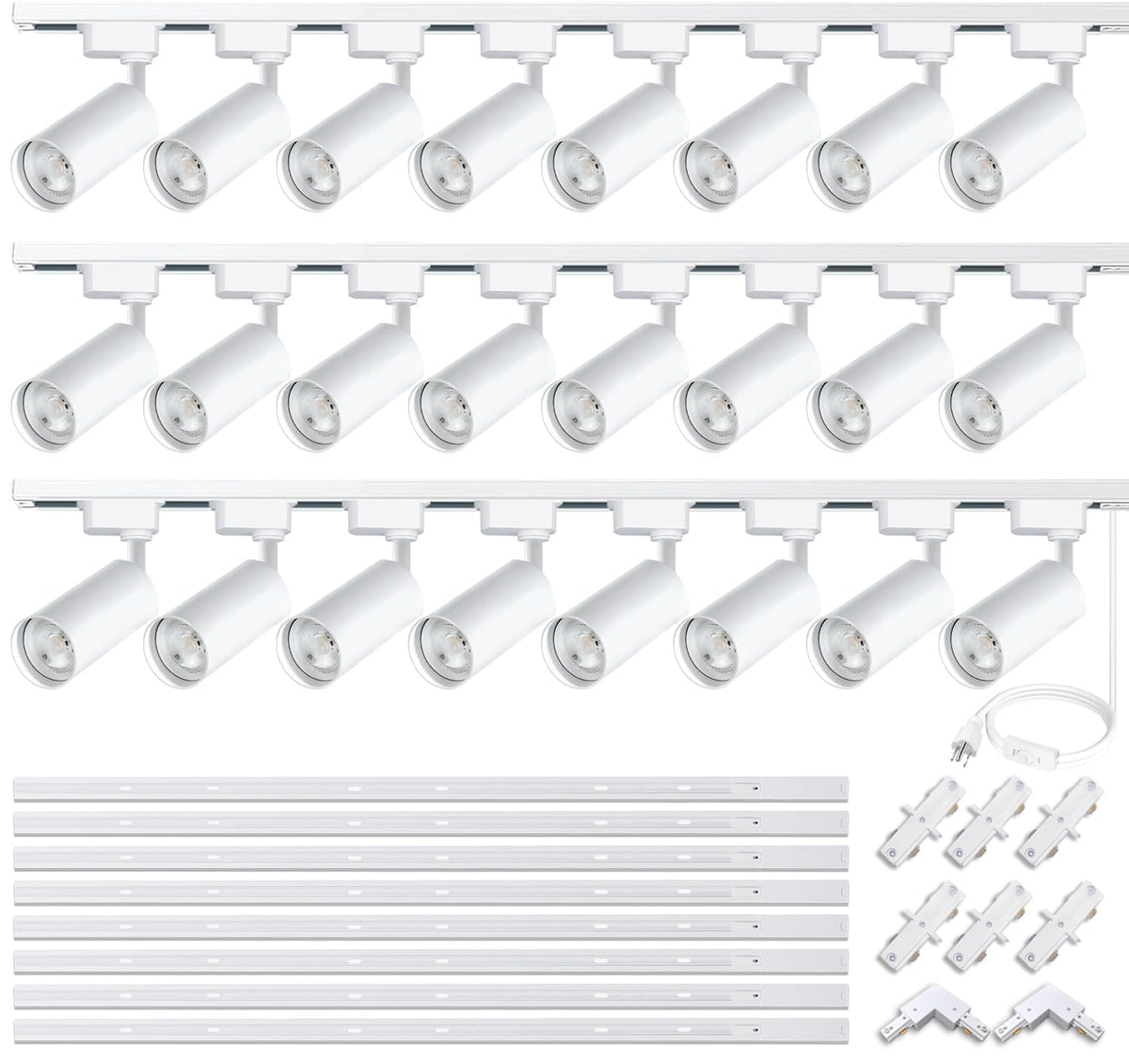 24 Pack White H Type LED Track Lighting Kit