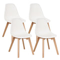 Inspired Eames Style Dining Chairs Set of 4, Mid-Century Modern Kitchen & Dining Room Chairs, Molded Plastic Seat & Back, Solid Wood Legs