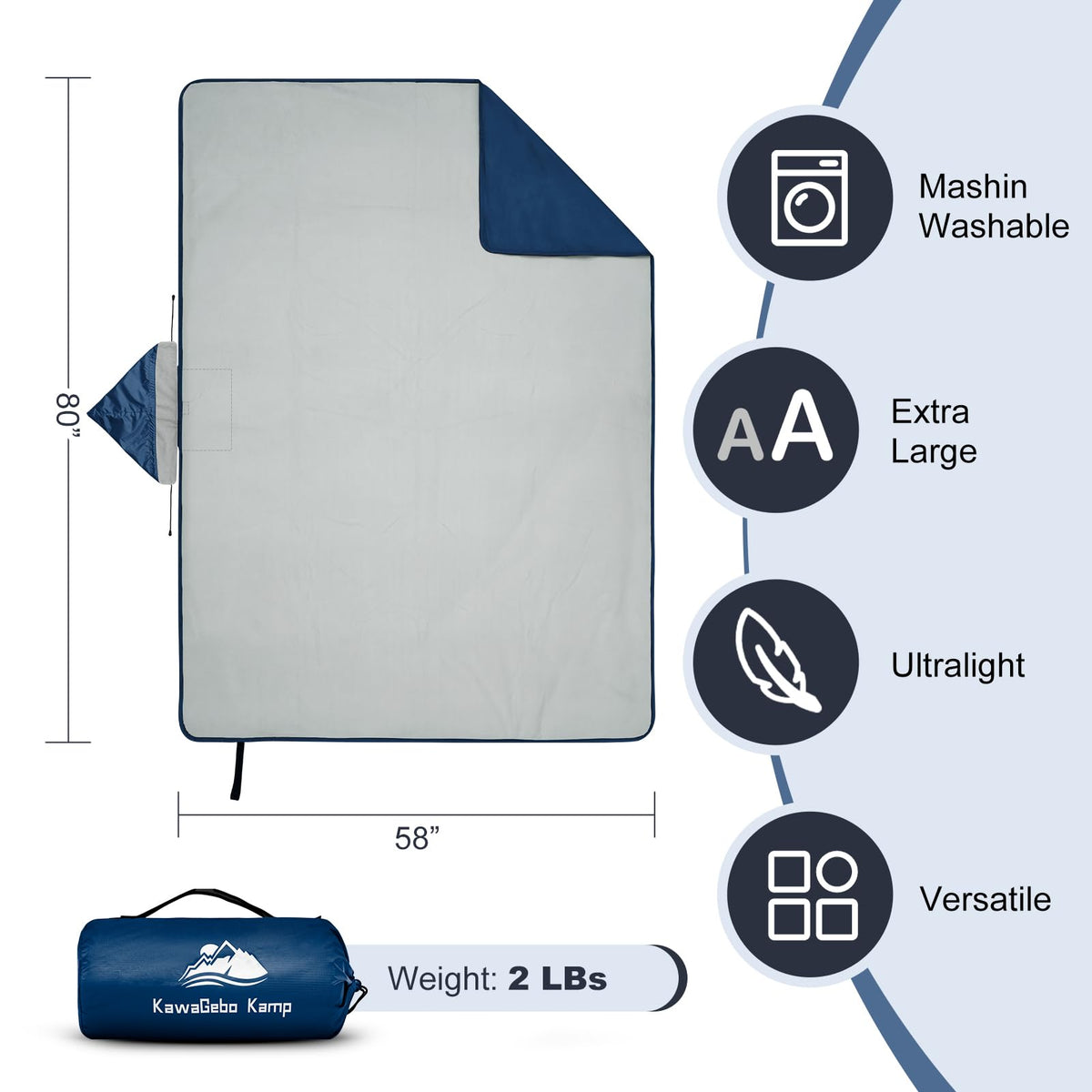 Large Waterproof Outdoor Stadium Blanket 80"x 58"
