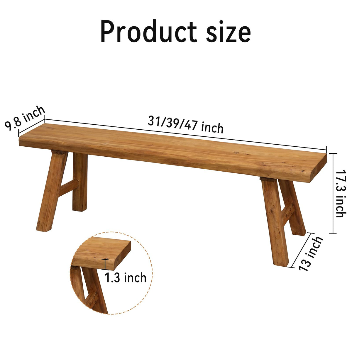 Wood Bench Indoor Farmhouse Skinny Entryway Bench Hallway Foyer with Sturdy