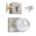 Brushed Nickel Glass Crystal Door Knobs and Deadbolt Set with Key Lock