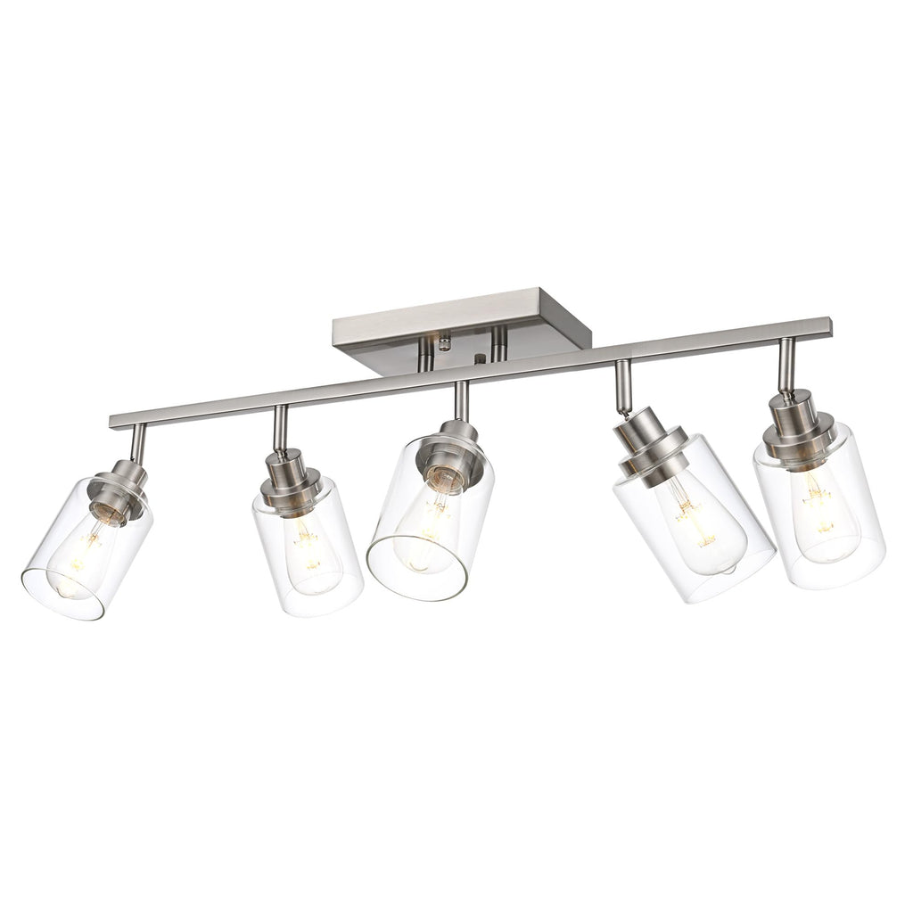 5 Light Multi-Directional Track Lighting Kit Brushed Nickel Kitchen Track Lighting Fixtures Ceiling Vanity Light