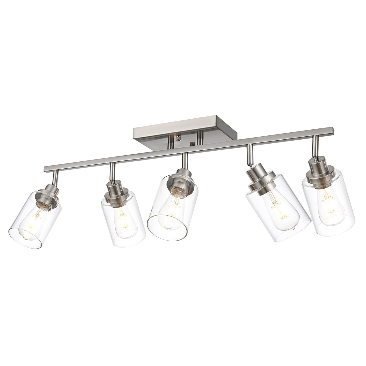 5 Light Multi-Directional Track Lighting Kit Brushed Nickel Kitchen Track Lighting Fixtures Ceiling Vanity Light
