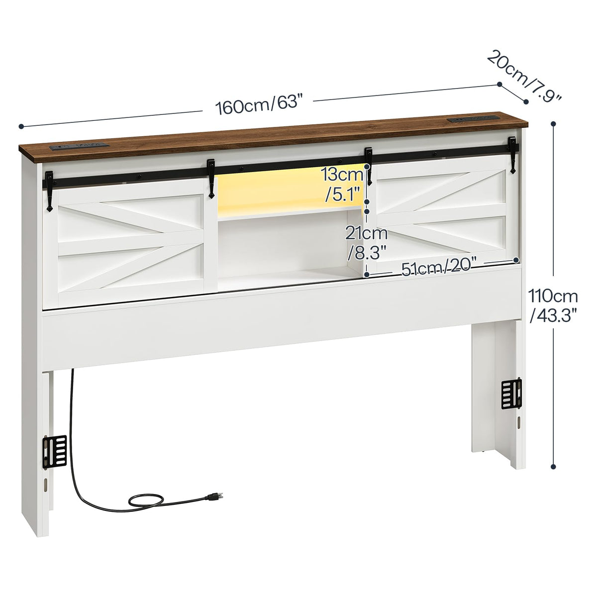 Queen Headboard with Storage Shelf