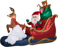 Animated Christmas Inflatable Santa in Sleigh, 7 ft Tall, Multi