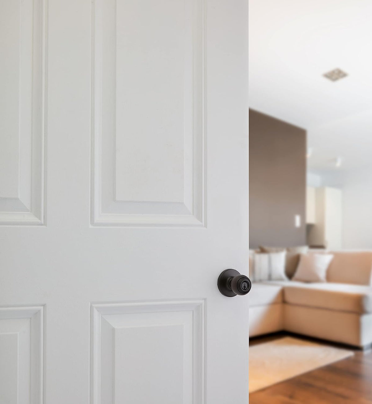 Polo Entry Door Knob with Lock and Key, Secure Keyed Handle Exterior Doorknob, Front Entrance and Bedroom, Venetian