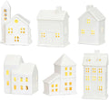 White Ceramic Christmas Village Houses, Christmas Village Sets, LED Lighted Christmas Village Houses, White Porcelain