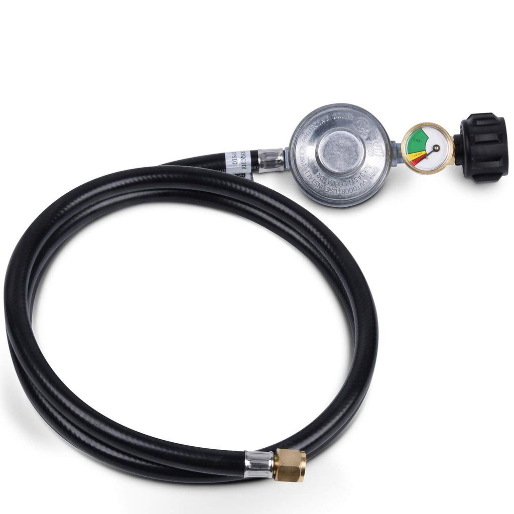 6FT Propane Regulator with Hose, Gas Grill Regulator and Gauge for Most LP Gas Grill, Heater and Fire Pit Table