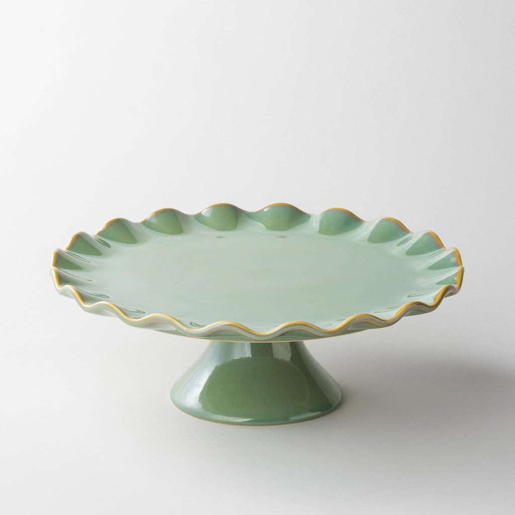 Cake Stand Ceramic, Small Cake Pedestal Stand for 8 Inch Cake, Teal