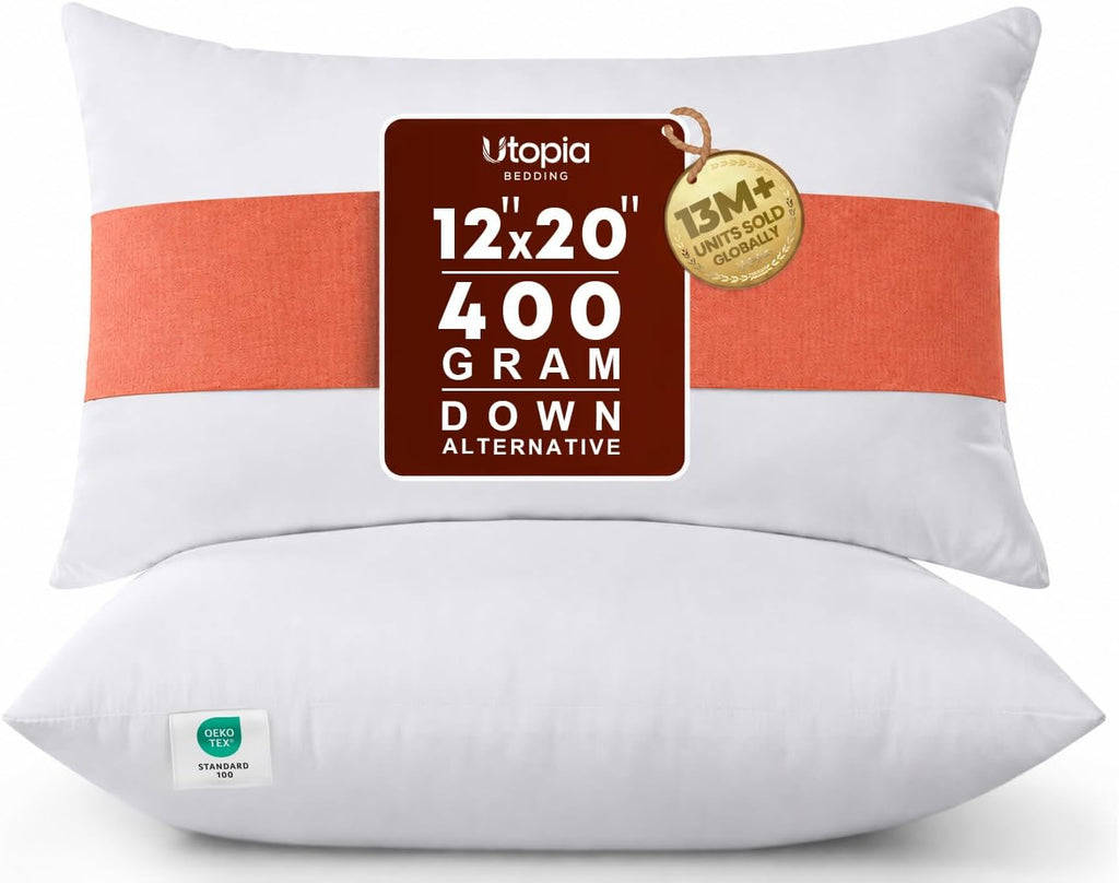 12x20 Pillow Inserts, White Throw Pillows for Couch, 2 Pack - Set of 2