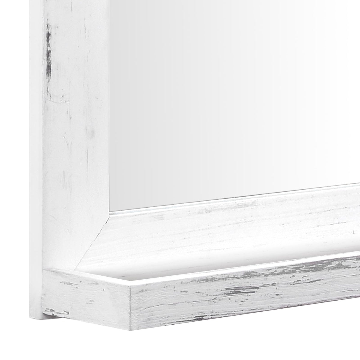 16" x 20" Farmhouse Wall Mirror with Shelf and Hemp Rope, White