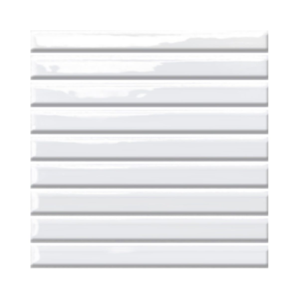 Ice White 6x6 Glossy Porcelain KitKat 3D Ribbed Wall Tile, Modern Nordic Textured Decorative Tile Backsplash