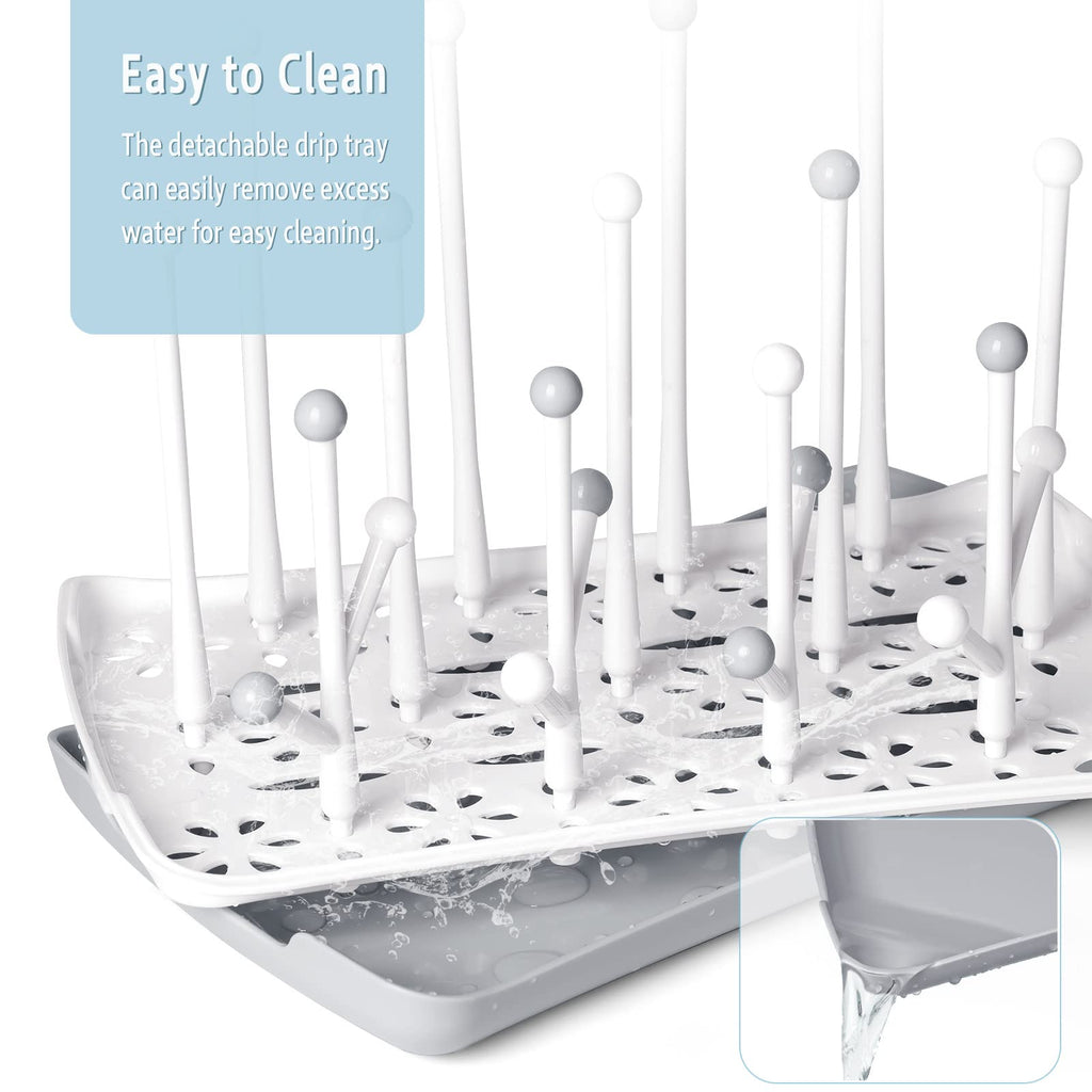 Baby Bottle Drying Rack: Space-Saving with 13 Hooks & Drain Tray