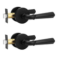 2 Pack Matte Black Passage Door Lever Interior Non-Locking Door Handle, Passage Door Lock for Closet and Hallway