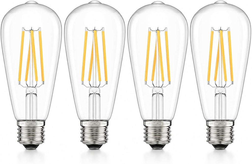 Vintage LED Edison Bulbs 6W, Non-Dimmable 4 Packs Equivalent 60W Incandescent, Warm White 2700K, ST58 Antique LED