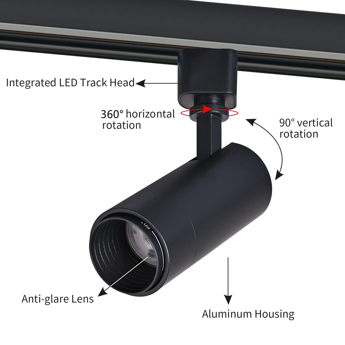 Track Lighting Heads 12W H-Type LED Track Light Heads,Black