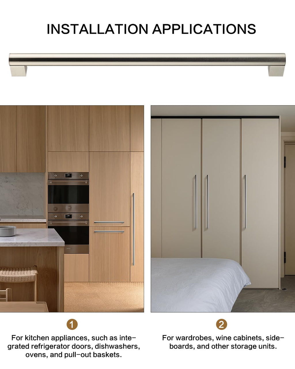 18 Inch Pulls Round Rod for Cabinet,Closet,Fridge, Basket Drawer, Oven Door