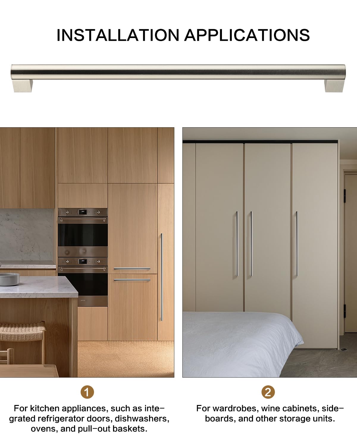 18 Inch Pulls Round Rod for Cabinet,Closet,Fridge, Basket Drawer, Oven Door