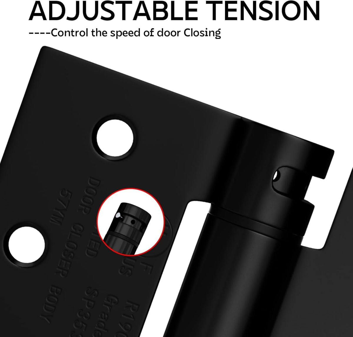 6 Pack Self Closing Door Hinges 4" Matte Black 5/8" & Square Radius
