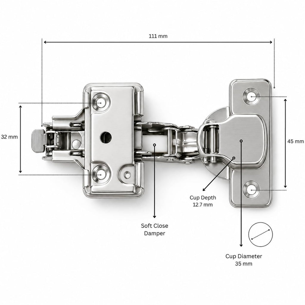 30-Pack Inset 110° Soft-Close Frameless Cabinet Hinges