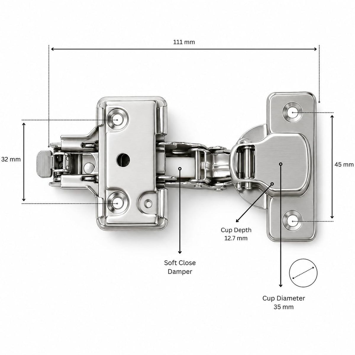 30-Pack Inset 110° Soft-Close Frameless Cabinet Hinges