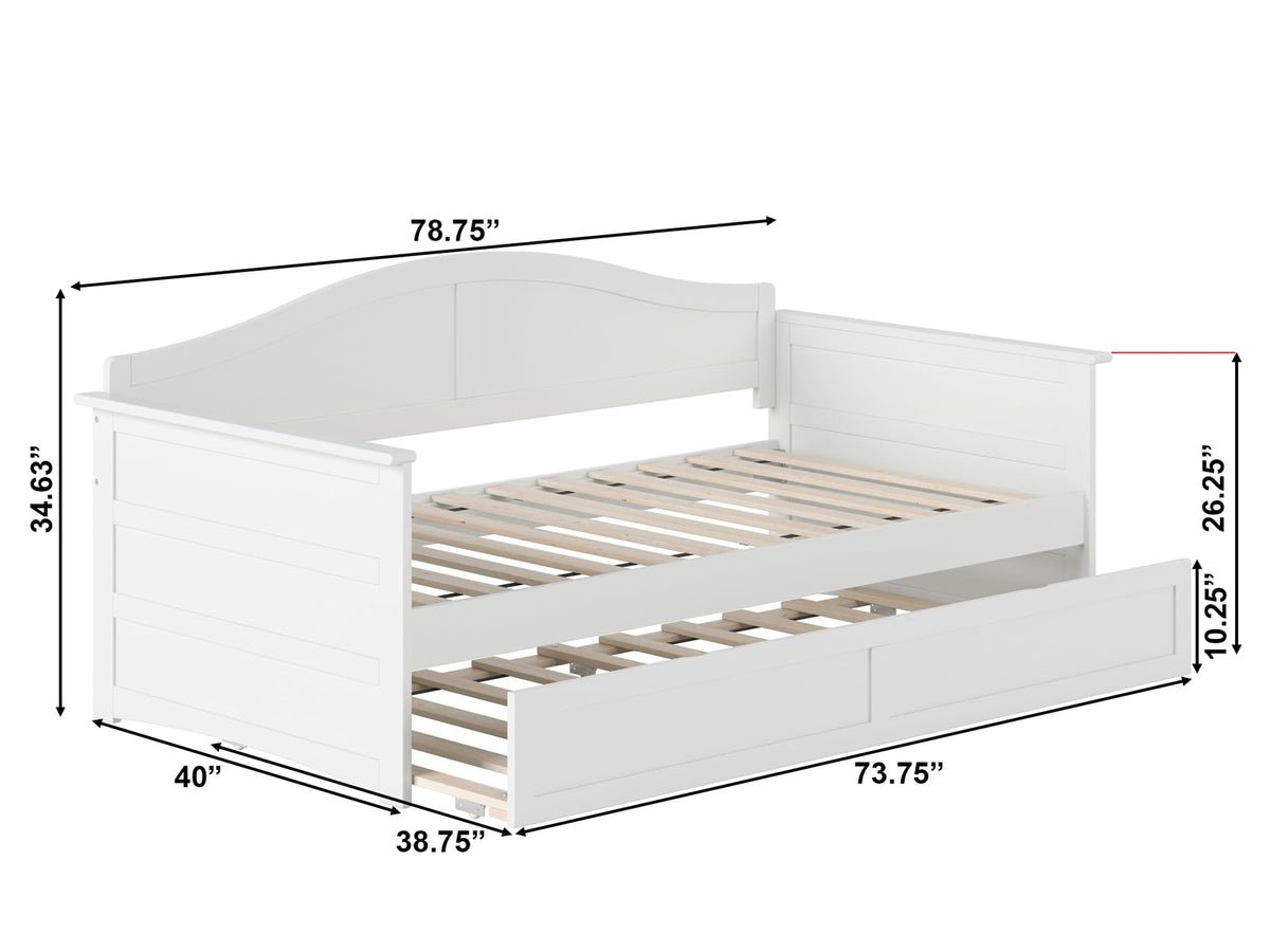 Acadia Twin Wood Daybed with Twin Trundle, White