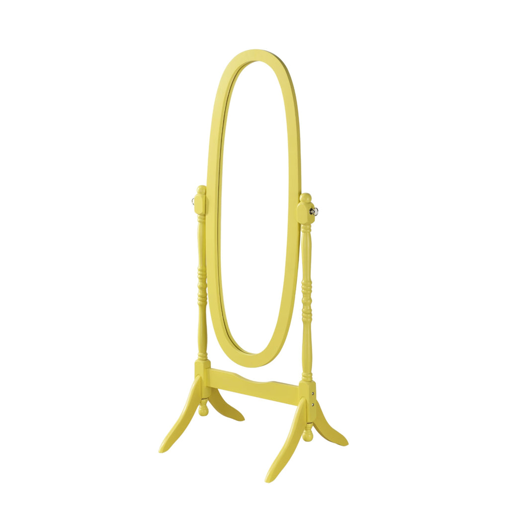 Traditional Queen Anna Style Wood Floor Cheval Mirror, Yellow