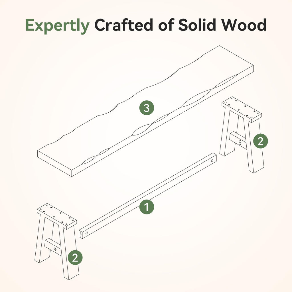 Solid Wood Entryway Bench, 63" Long Bed Bench with Angled Legs, Farmhouse Seating Benches, Rustic Brown
