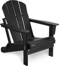Folding Adirondack Chair Outdoor, Poly Lumber Weather Resistant Patio Chairs for Garden, Deck, Backyard, Lawn