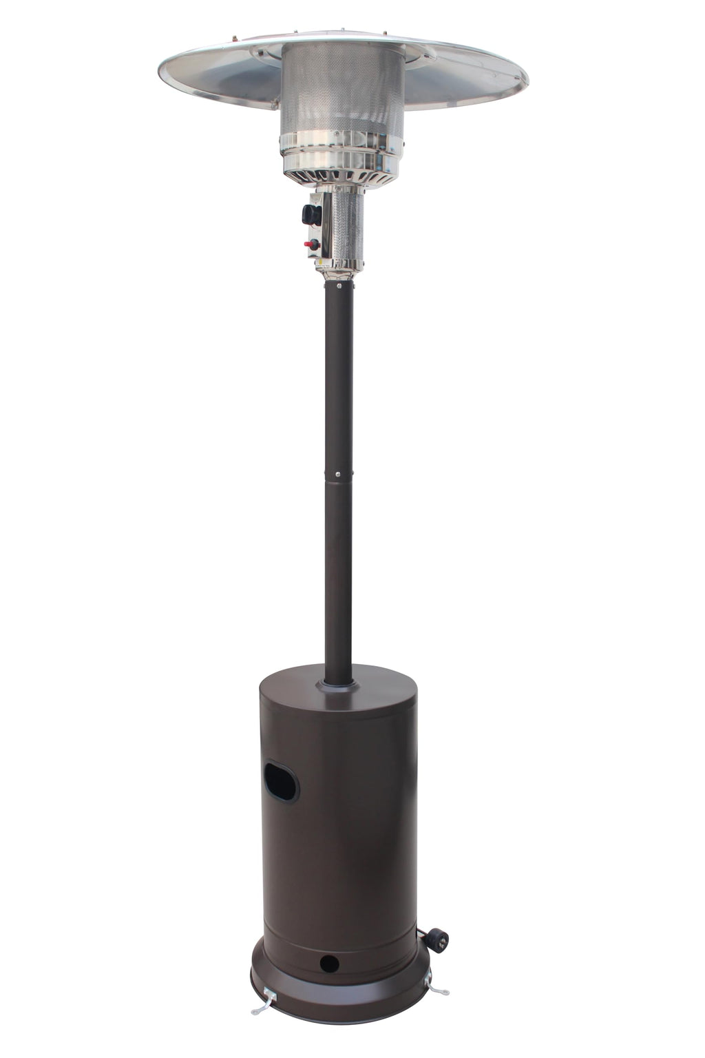 BTU Bronze Propane Patio Heater with Wheels and Round Tabletop Design