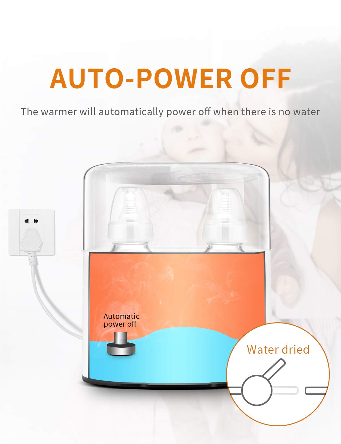 Double Baby Bottle Warmer 24H Constant Mode for All Bottles, Breastmilk Baby Milk Heater, Heating Baby Food, Formula