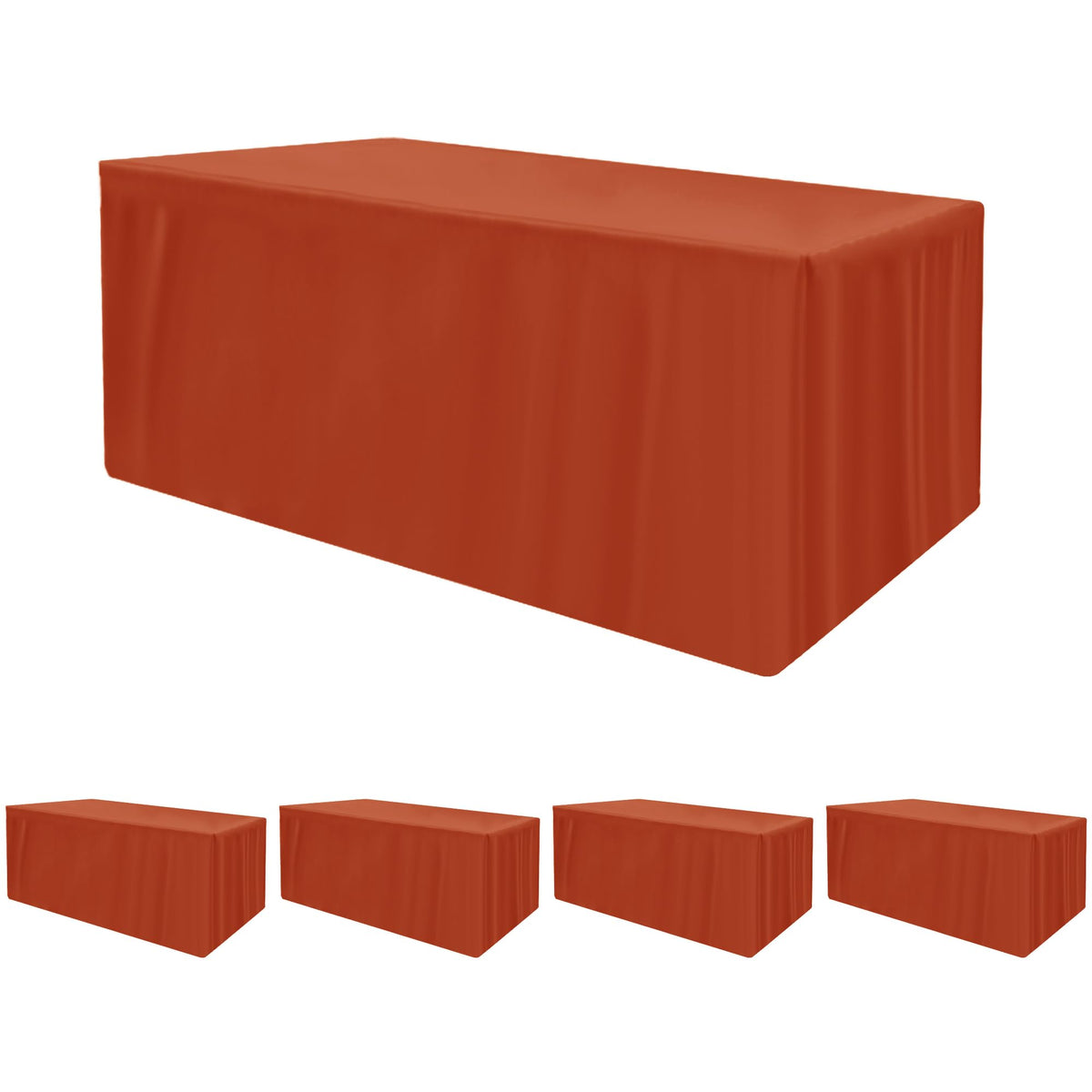 4-Pack 6ft Rust Fitted Tablecloth for Fall Festival