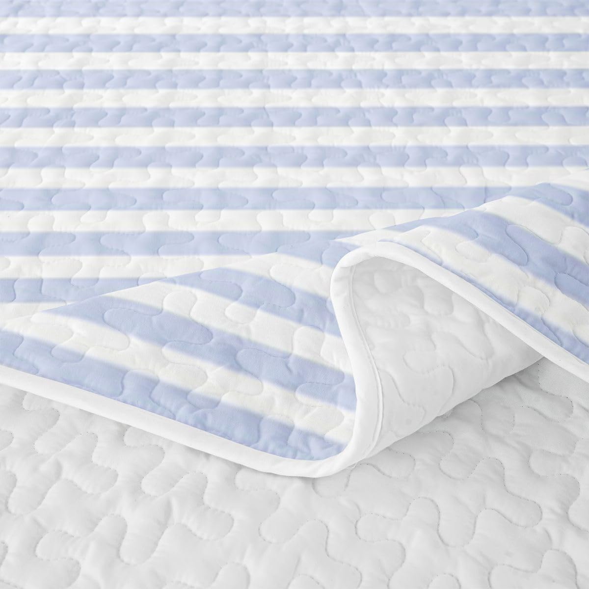 Blue White Stripe Quilt Geometric Striped Quilt Set