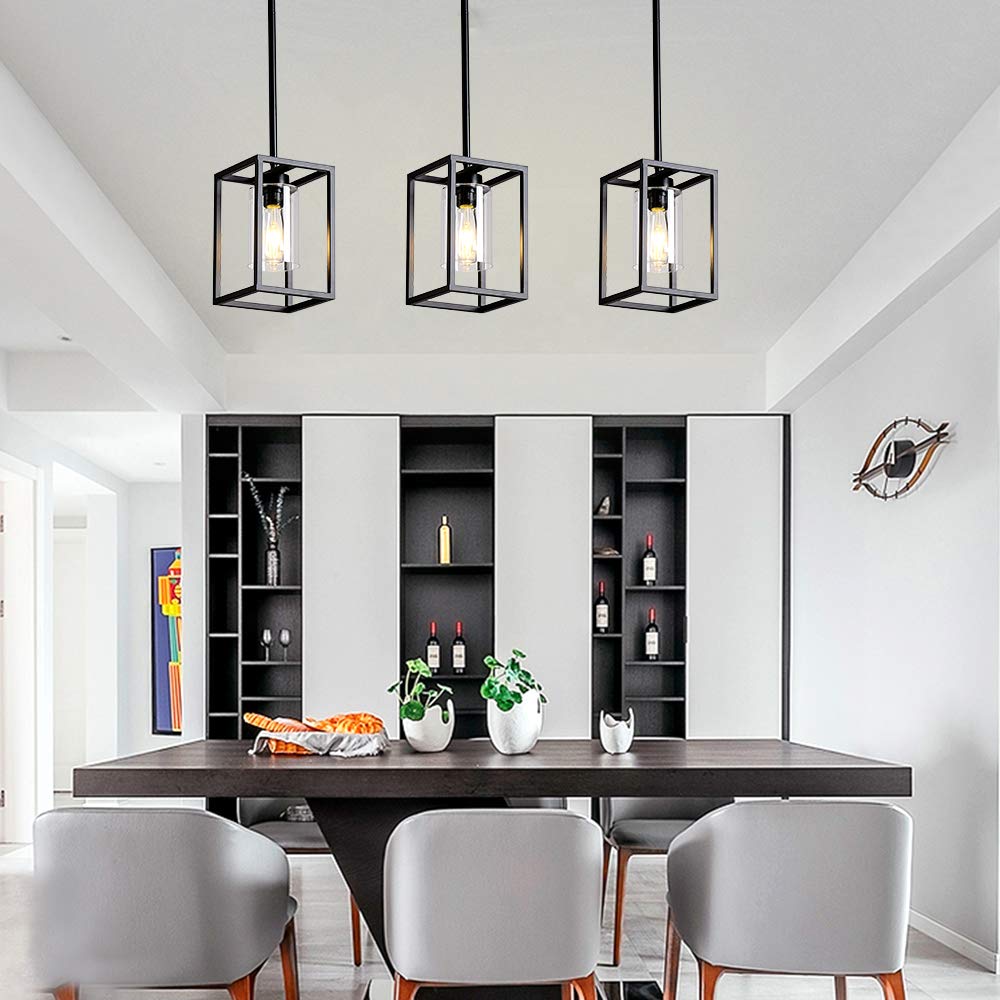 1Light Foyer Chandelier Black Farmhouse Light Fixture Dining Room Lighting Fixtures Hanging Ceiling Lighting for