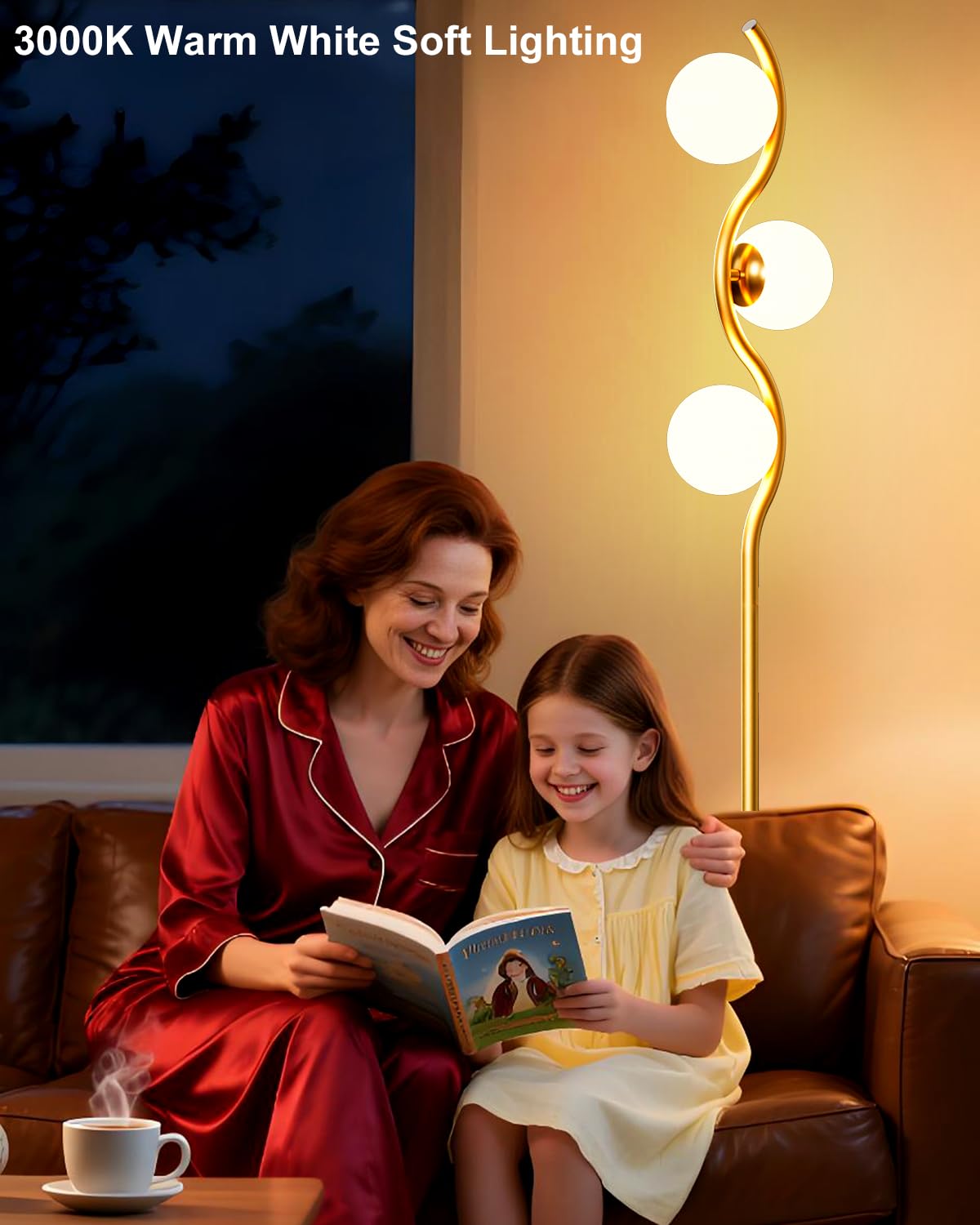 60IN Gold Floor Lamp Stepless Dimmable Globe Floor Lamps with 3Pcs 3000K Bulbs Included Eye-Friendly Mid Century