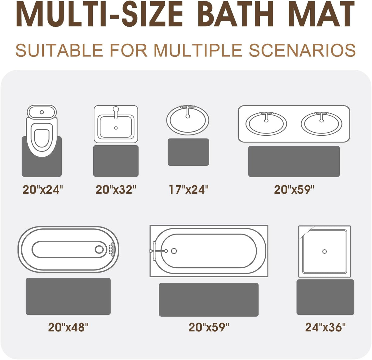 Memory Foam Bath Mat Set 3 Piece, Ultra Soft Absorbent Waffle Bathroom Rugs, Super Non-Slip PVC Backing Bath Rug
