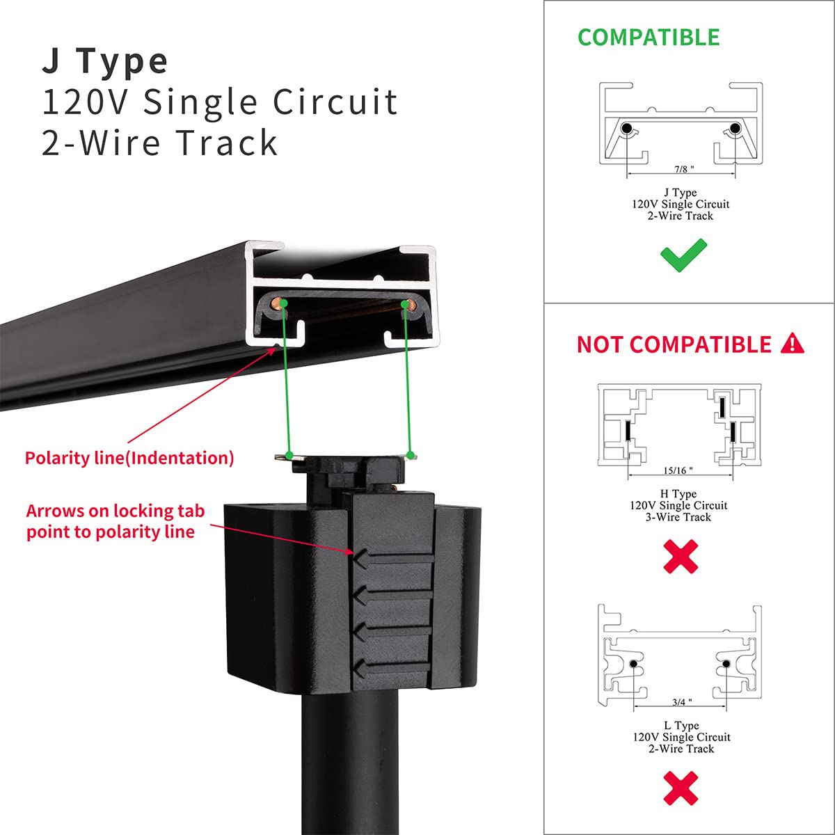 12 Pack J Type LED Track Lighting Heads 6.5W 3000K Warm White Black
