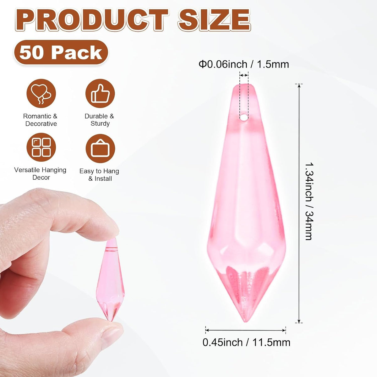 50-Pack Crystal Icicle Prisms