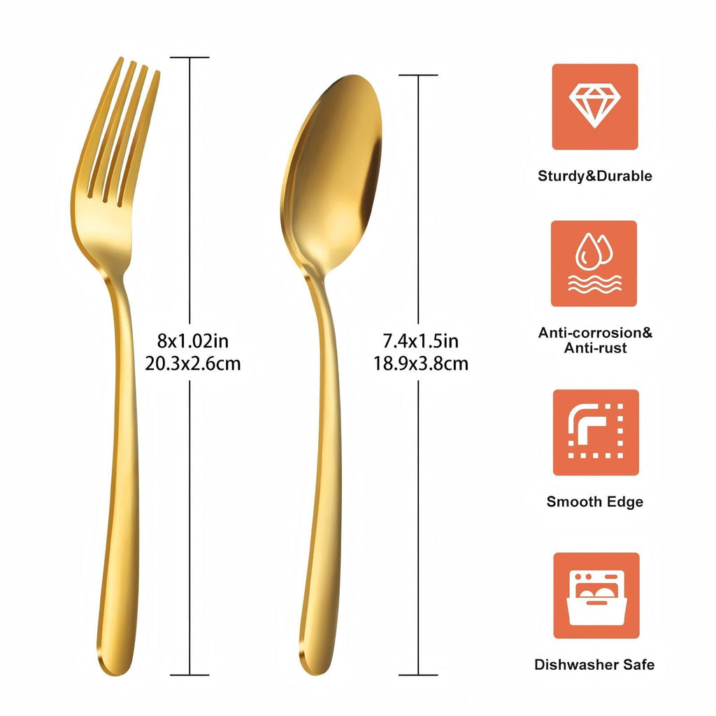 24-Piece Spoons and Forks Set Silverware Set - Forks and Spoons Stainless Steel Silverware and Restaurant, 12-Fork