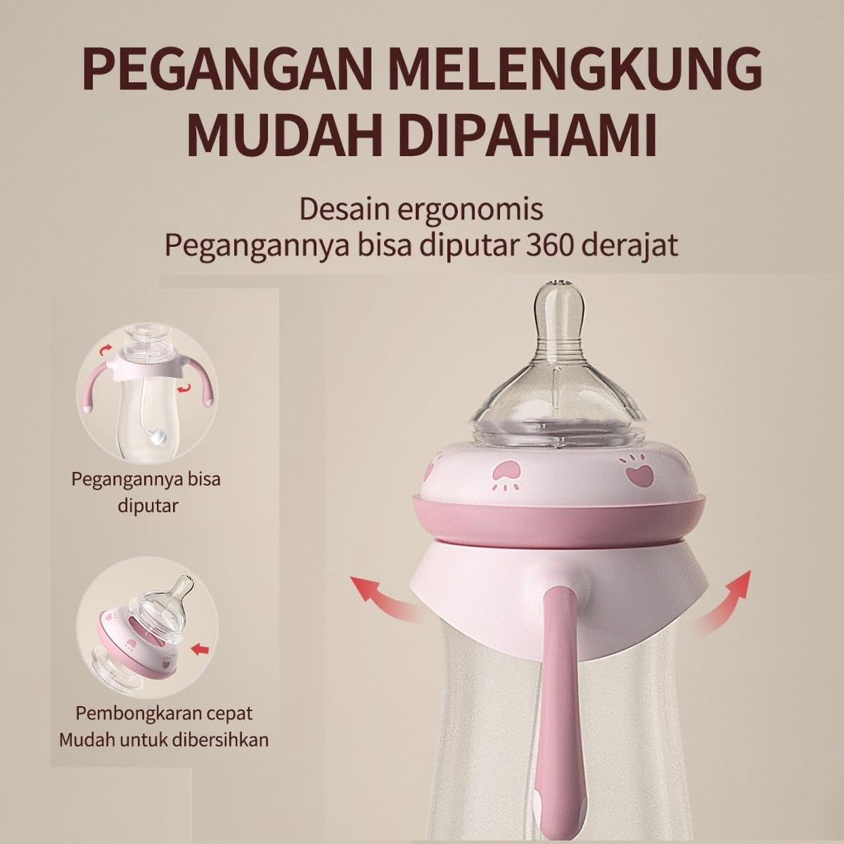 Baby Bottles, Weighted Straw Toddler Milk Bottles with Non-Slip Handle, Size + Variable Fast Flow, 12+ Months