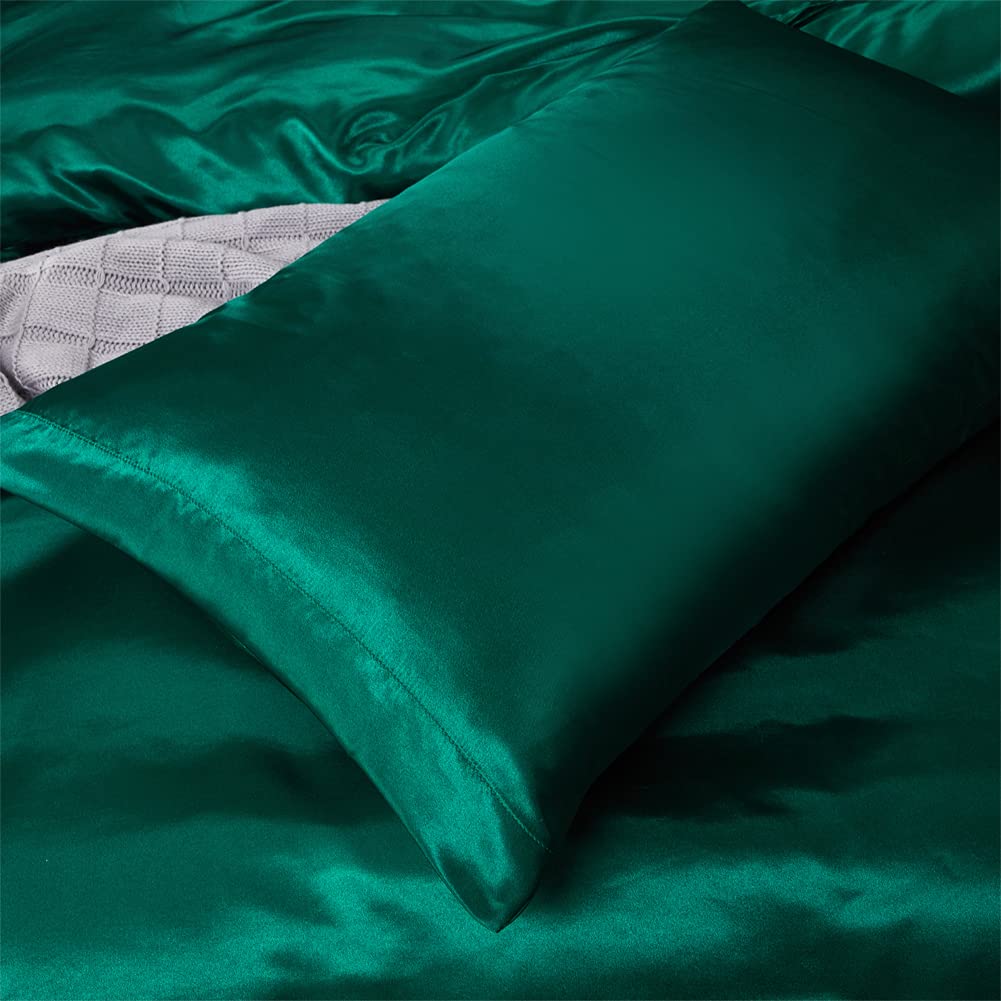 3 Piece Satin Duvet Cover Set Bedding Sets Luxury 1800 Rich Silk Silky Super Soft Solid Color Reversible Honeymoon