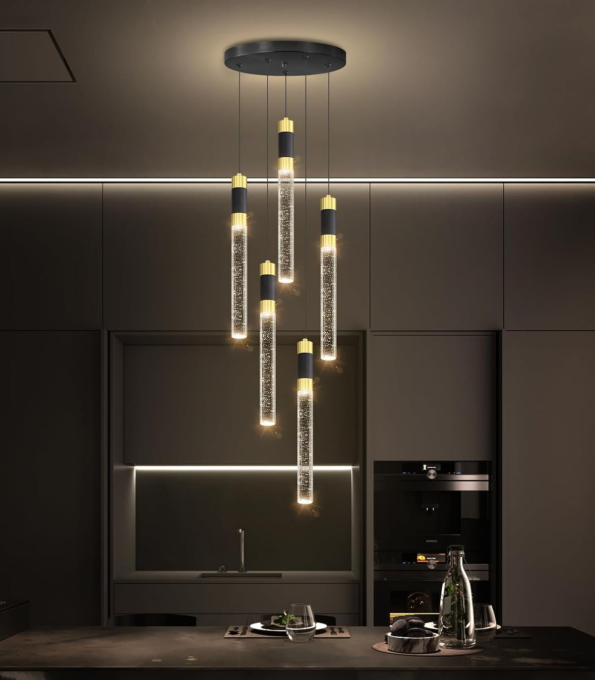 5-Light LED Pendant Chandelier for Kitchen Islands and Dining Tables
