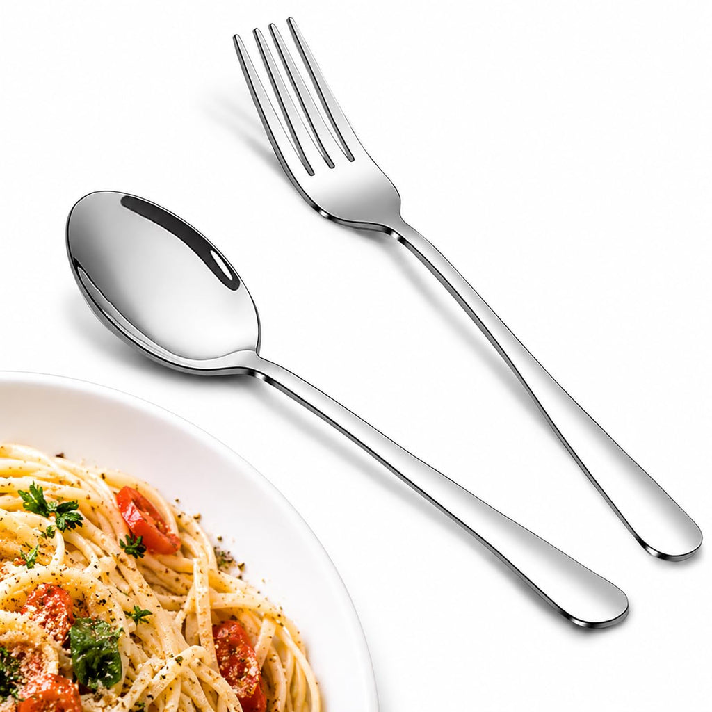 16-Piece Silverware Set for 8, 8.1-Inch Stainless Steel Dinner Forks and Spoons, Heavy Duty Mirror Polished Flatware