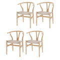 Wishbone Chairs Set of 4, Solid Ash Wood Dining Chairs (Natural)