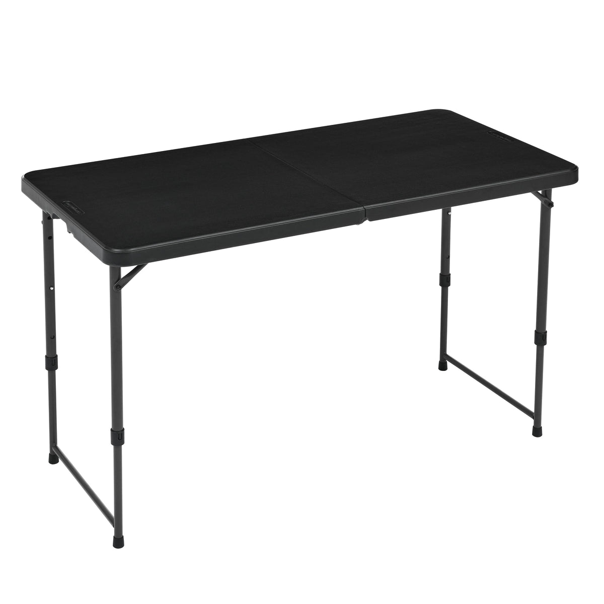 Portable 4 Ft Rectangular Folding Dining Table, 4 Adjustable Height Settings, Space Saving Fold-in-Half Design and