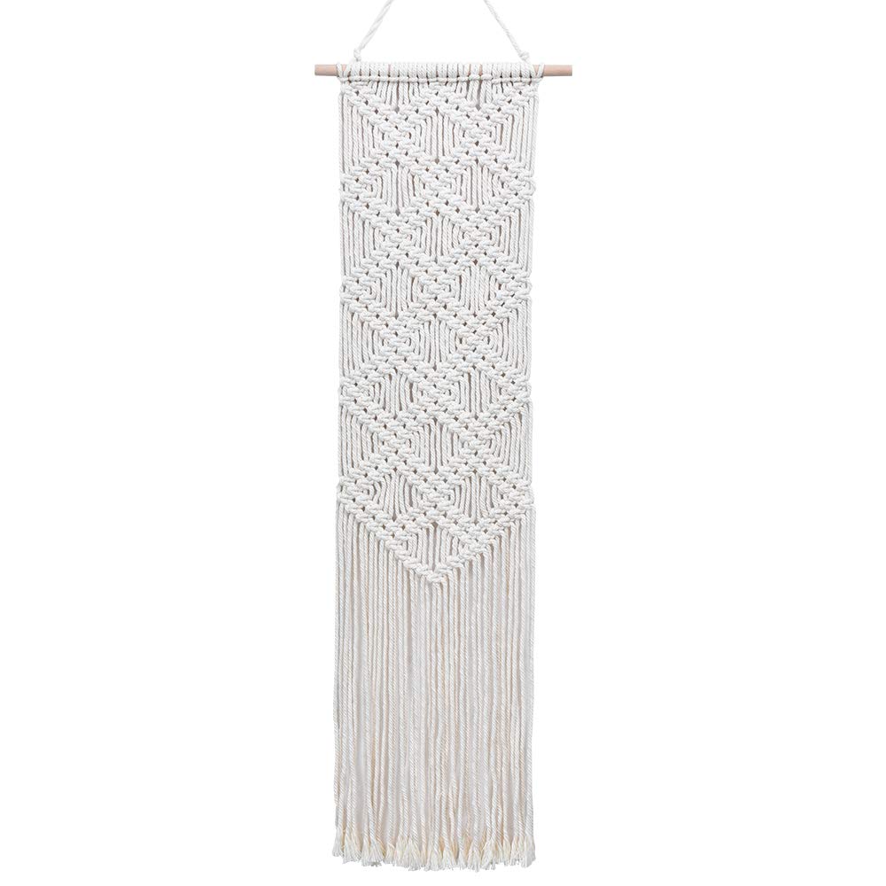 Macrame Wall Hanging - Boho Chic Woven Tapestry - Modern Rustic Wall Art Home Decor - Apartment Dorm Bedroom Nursery