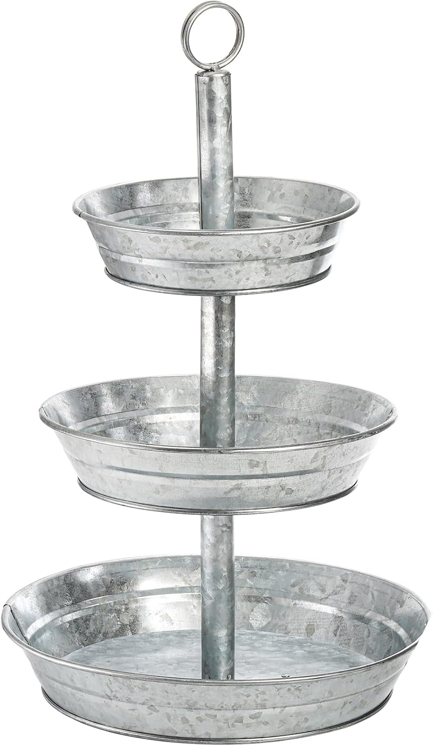 3 Tier Serving Tray, Galvanized Metal Cupcake Stand Vintage Dessert Appetizer Stand, Rustic Home and Garden Display