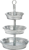 3 Tier Serving Tray, Galvanized Metal Cupcake Stand Vintage Dessert Appetizer Stand, Rustic Home and Garden Display